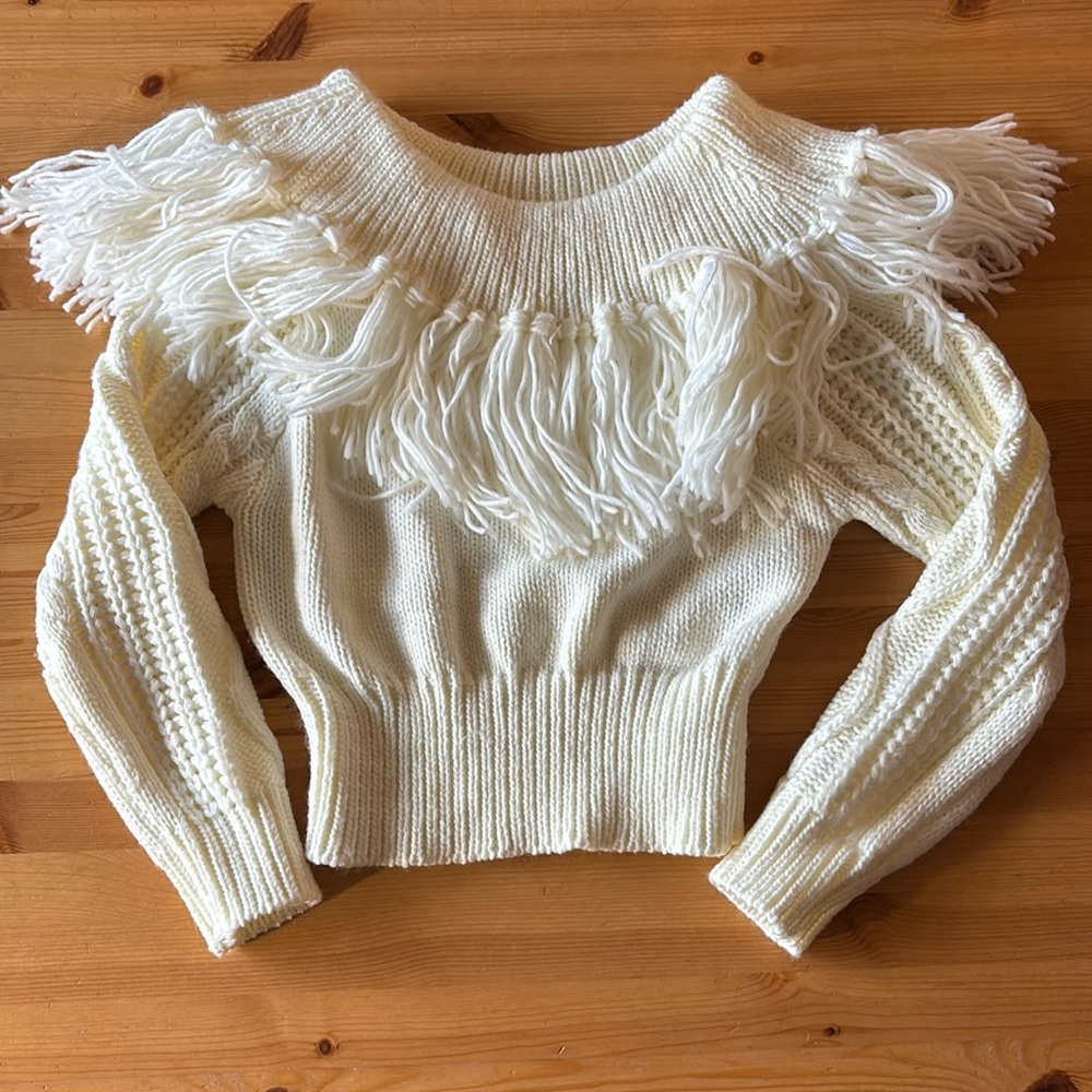 Storets Karley Off The Shoulder Knit Fringe Sweater - Picture 2 of 4